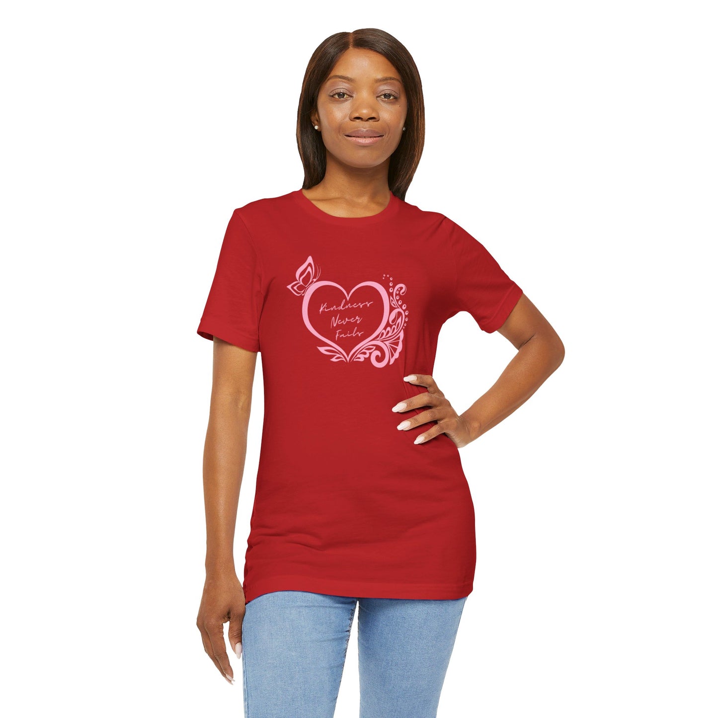 Kindness Never Fails Pink Heart Tee Short Sleeve