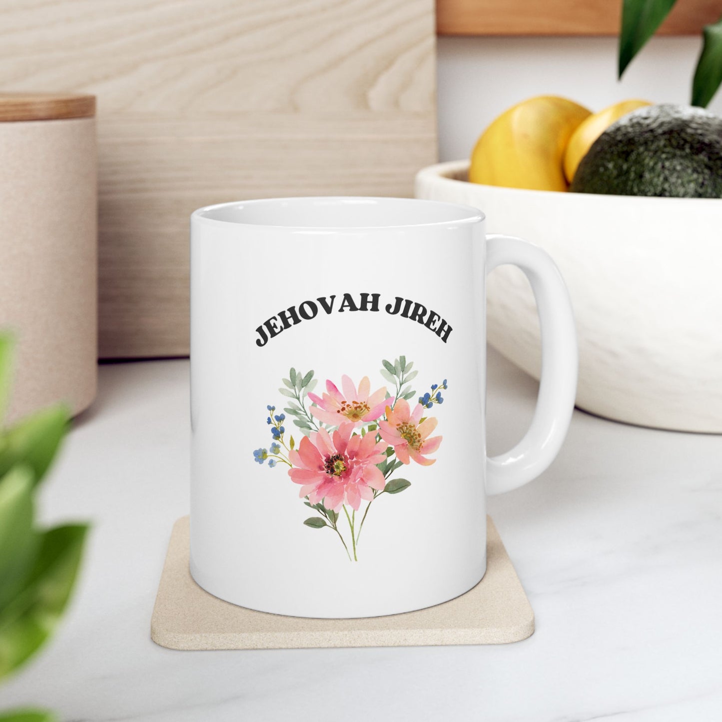 Jehovah Jireh God Is My Provider Ceramic Mug | Floral Woman Design