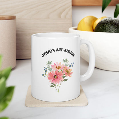 Jehovah Jireh God Is My Provider Ceramic Mug | Floral Woman Design