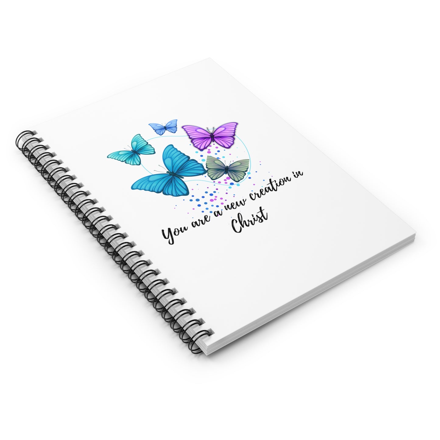 You are a New Creation in Christ Butterfly Spiral Notebook - Ruled Line