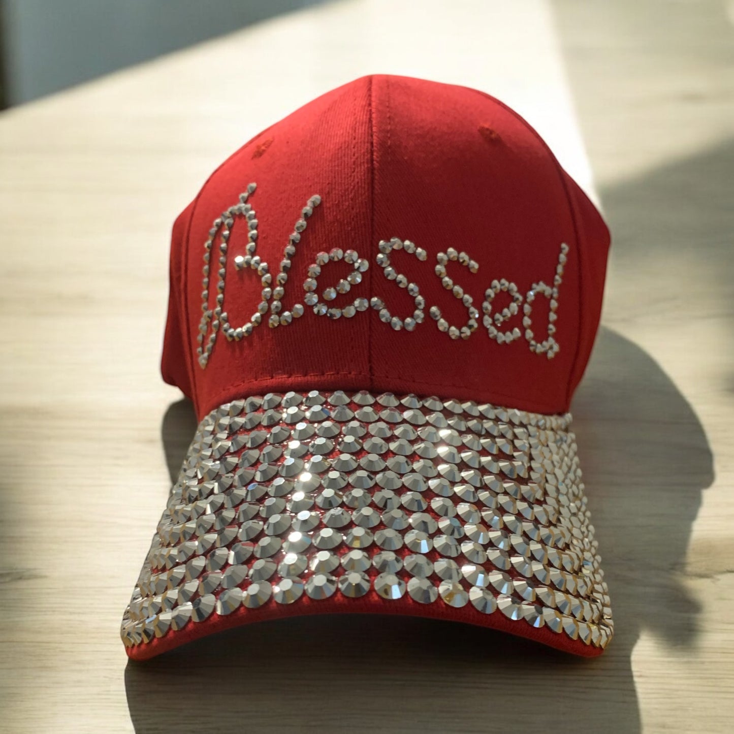 Blessed Rhinestone Red Cap Hat