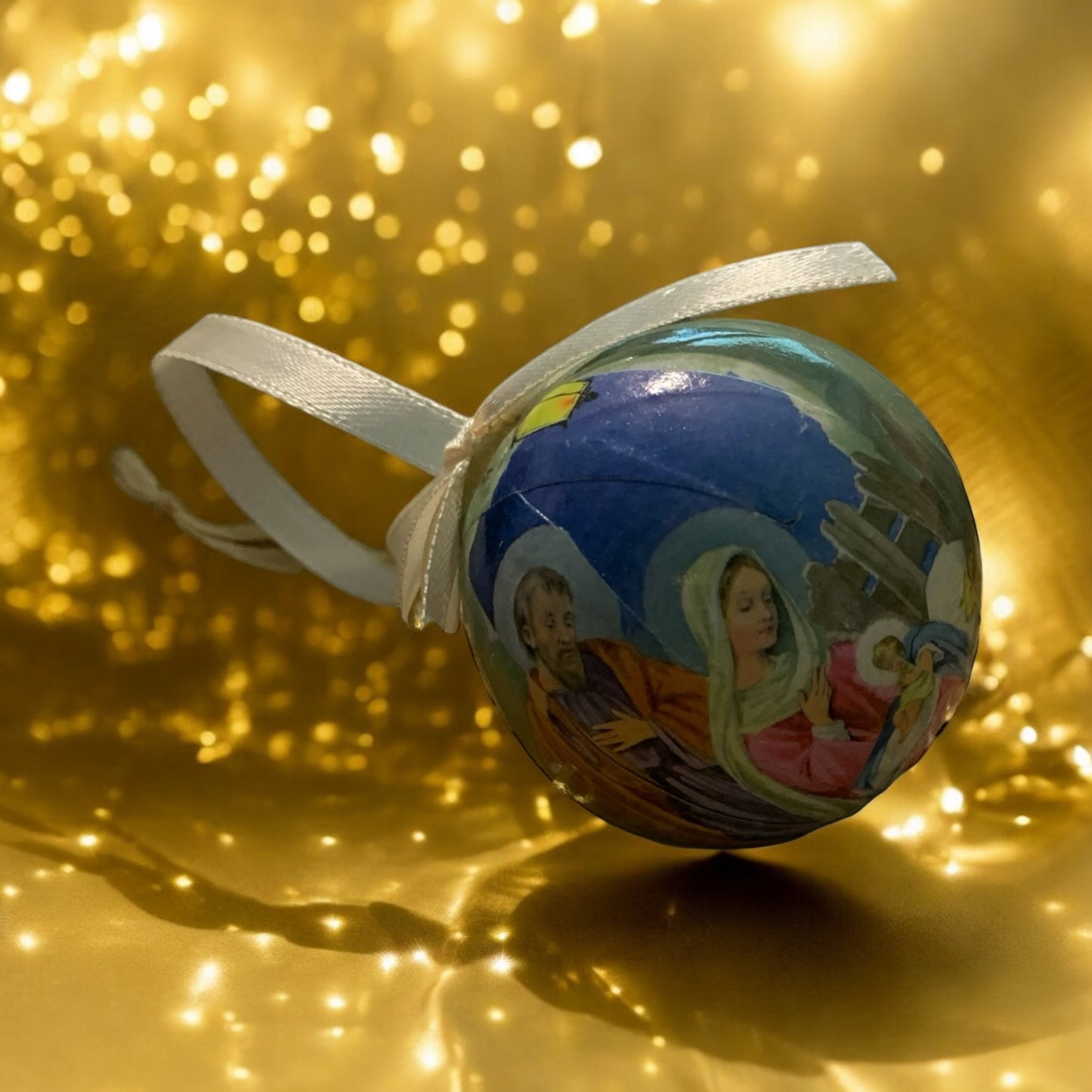 Nativity Scene Paper Globe Christmas Ornament