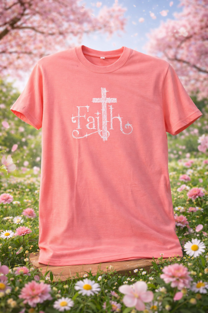 Faith Cross Pink T Shirt