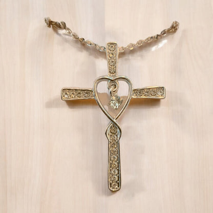 Heart Cross Silver Plated Necklace