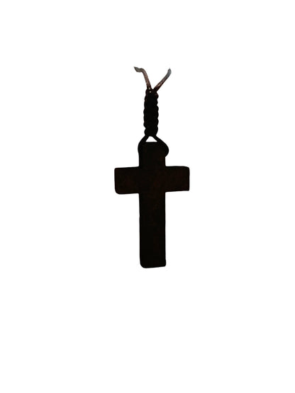 Natural Wood Cross on Silk Cord Adjustable
