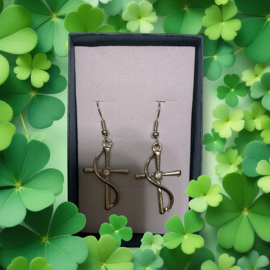 Cross Wave Silver Plated Earrings