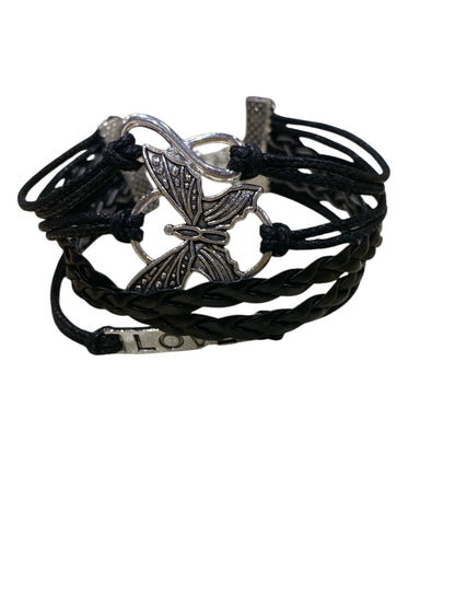 Butterfly Love Infinity Faux Leather Bracelet