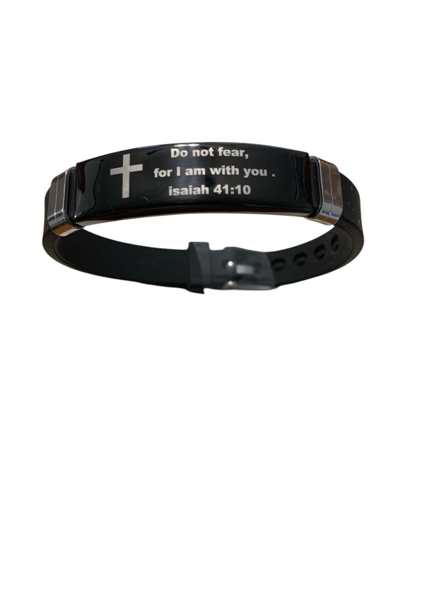 Do not fear, for I am with you Stainless Steel Black Bracelet
