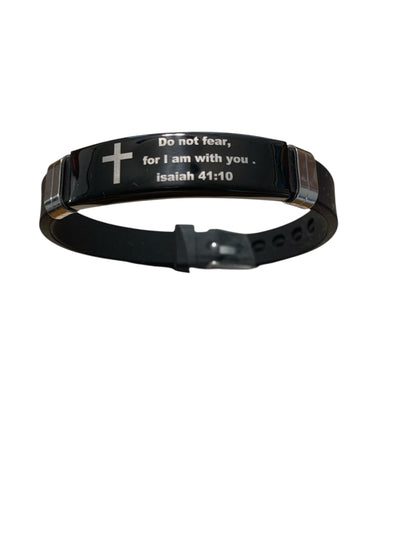 Do not fear, for I am with you Stainless Steel Black Bracelet