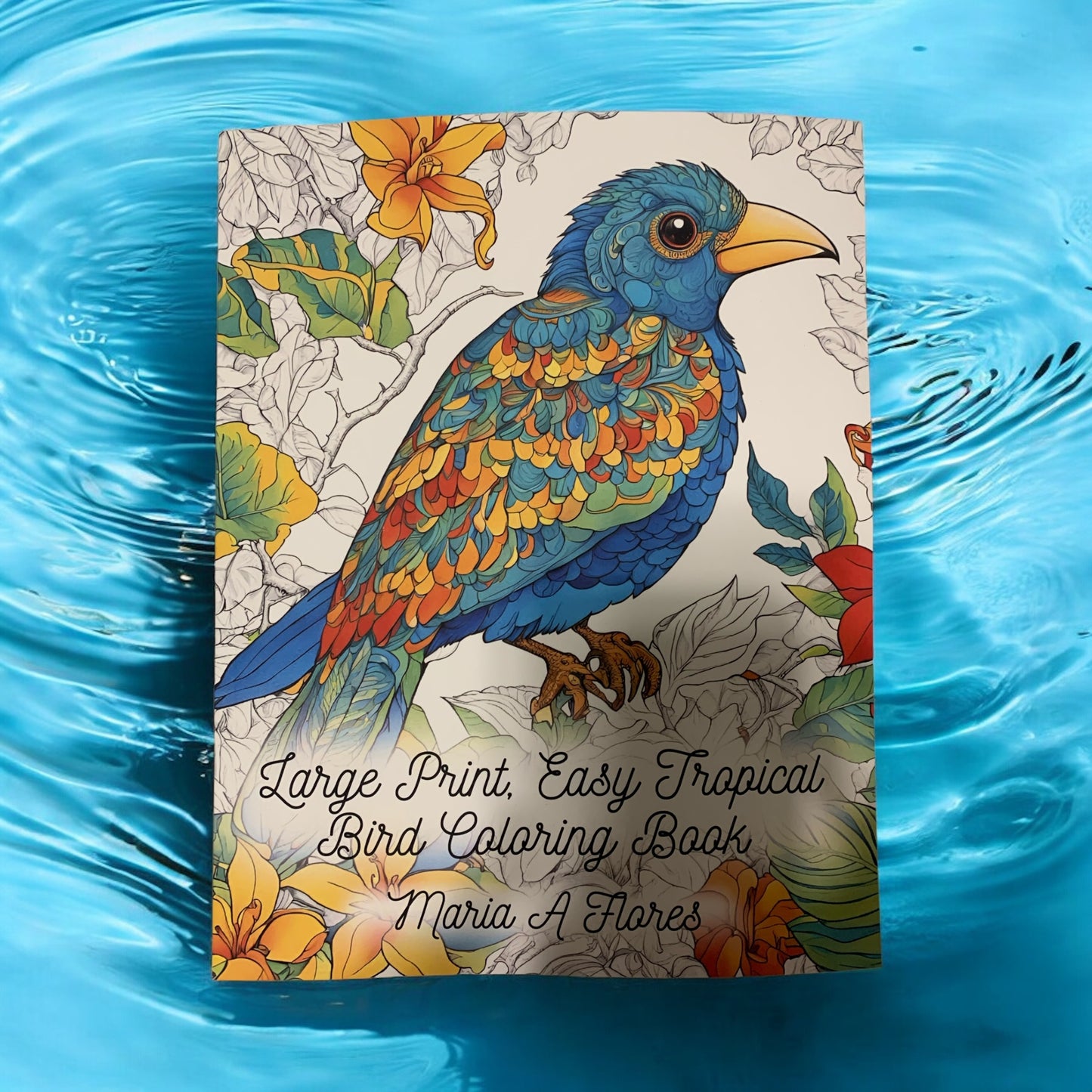 Large Print, Easy Tropical Bird Coloring Book