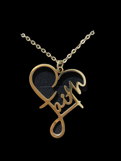 Faith Heart Gold Plated Stainless Steel Necklace