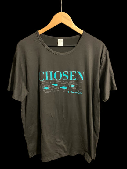 CHOSEN Fish Swimming in River 1 Peter 2:9 Black T Shirt