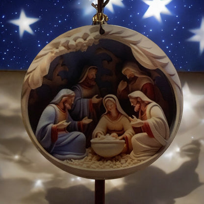 Nativity Acrylic Christmas Round Ornaments