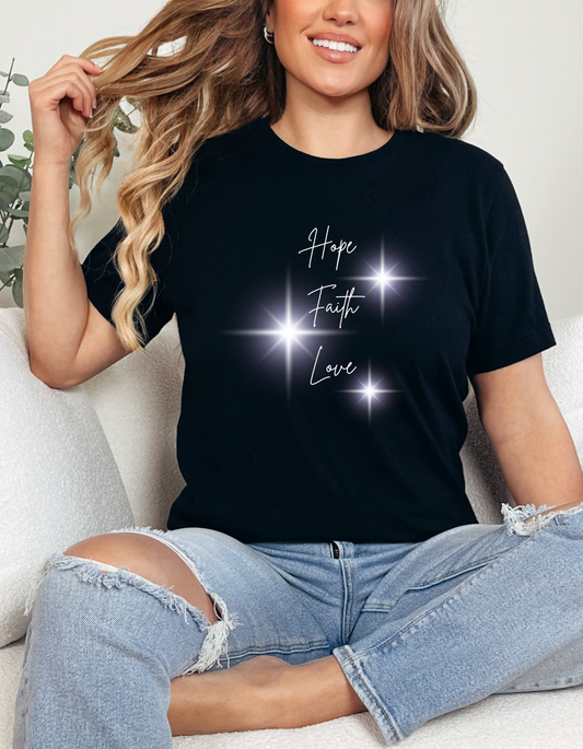 Hope, Faith, Love Pearl Glow T-Shirt