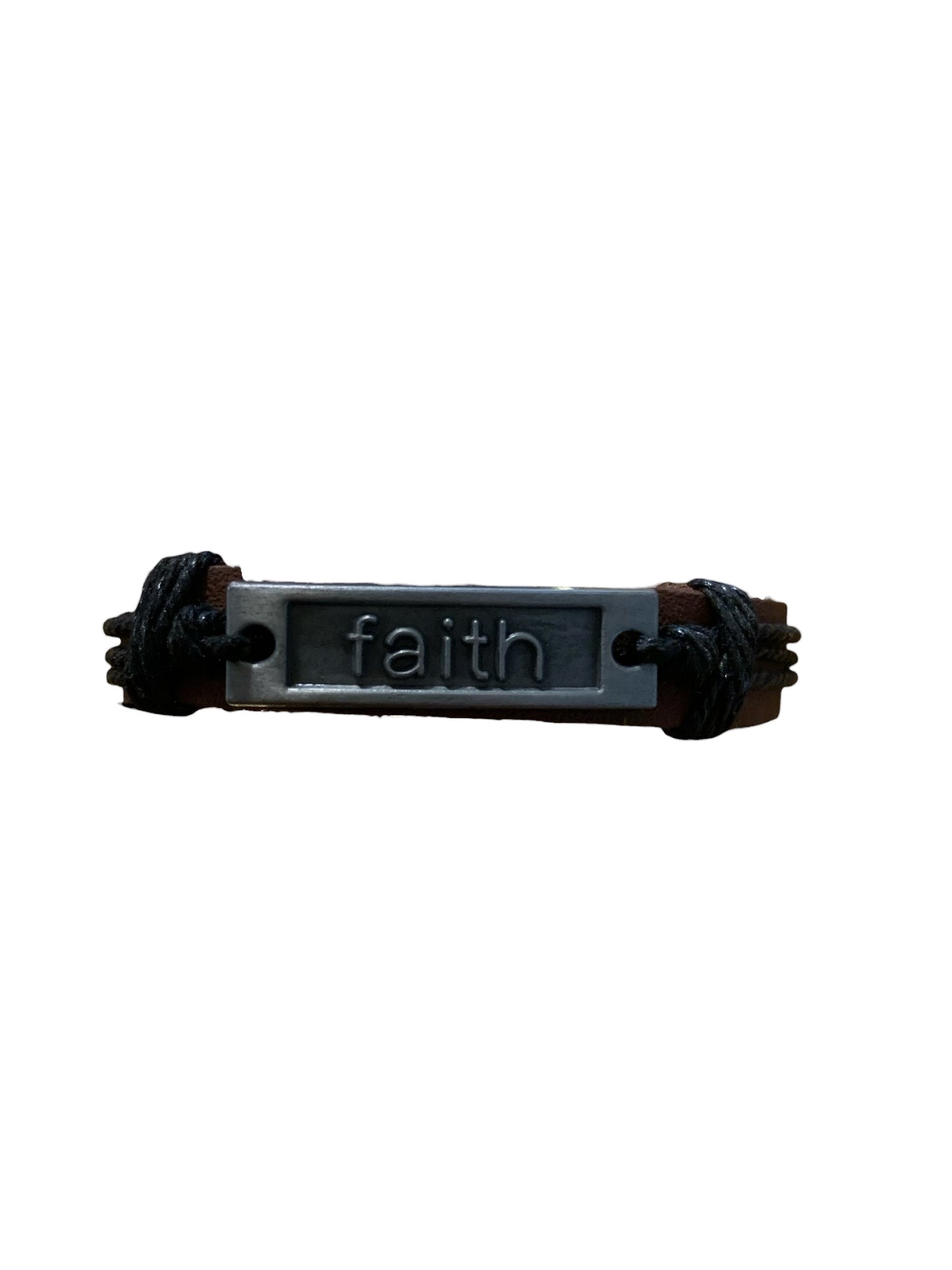 Faith Leather Black and Brown Adjustable Bracelet