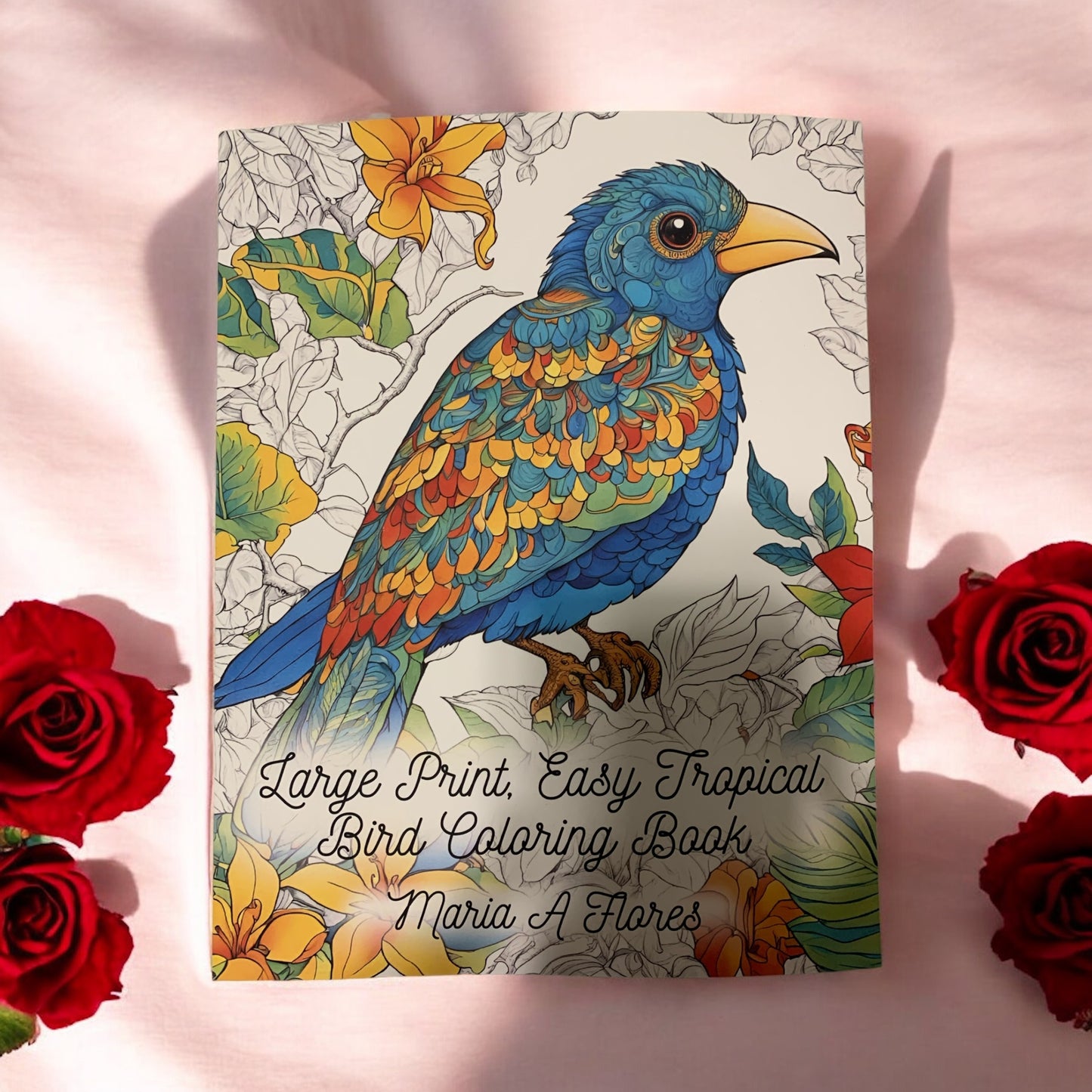 Large Print, Easy Tropical Bird Coloring Book