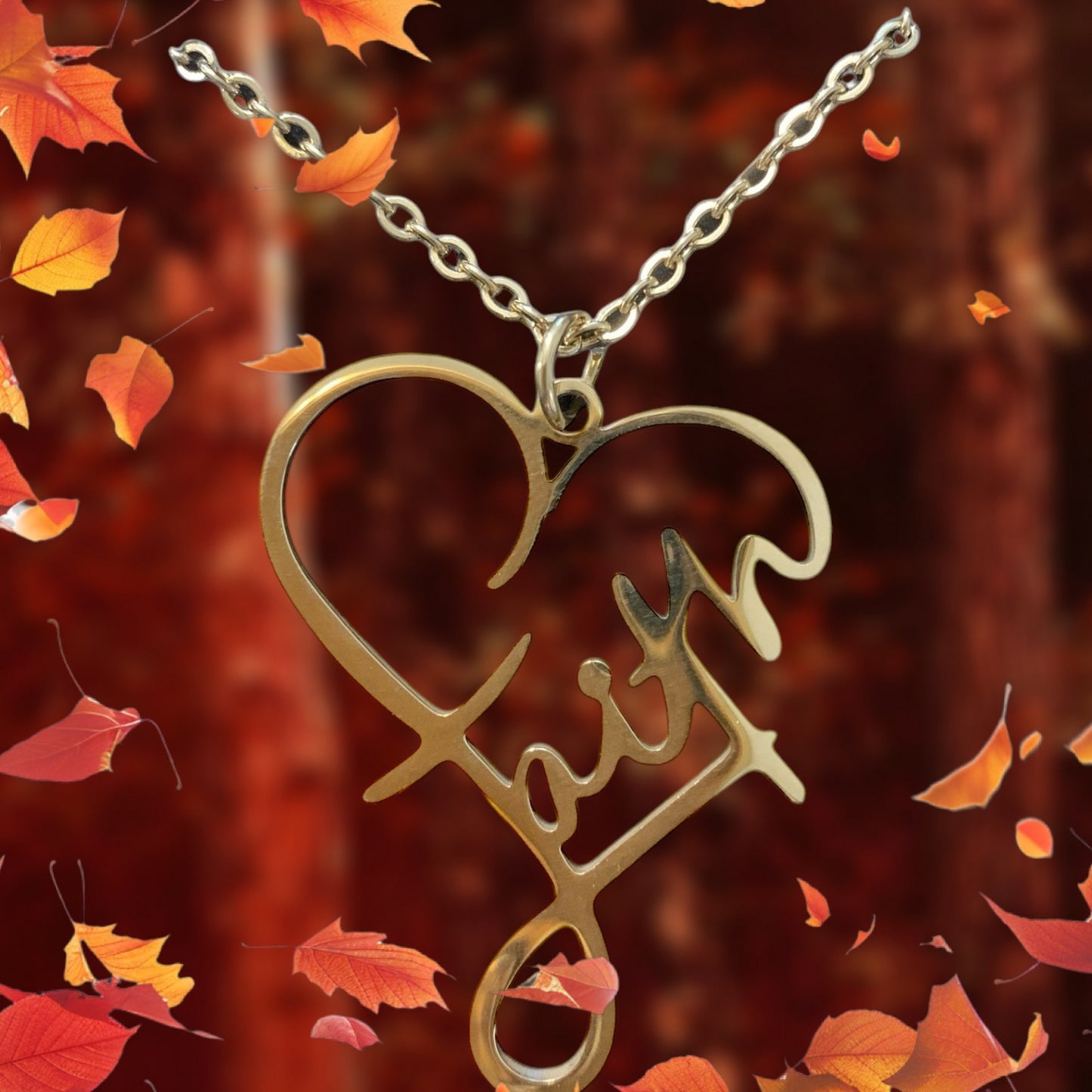 Faith Heart Gold Plated Stainless Steel Necklace