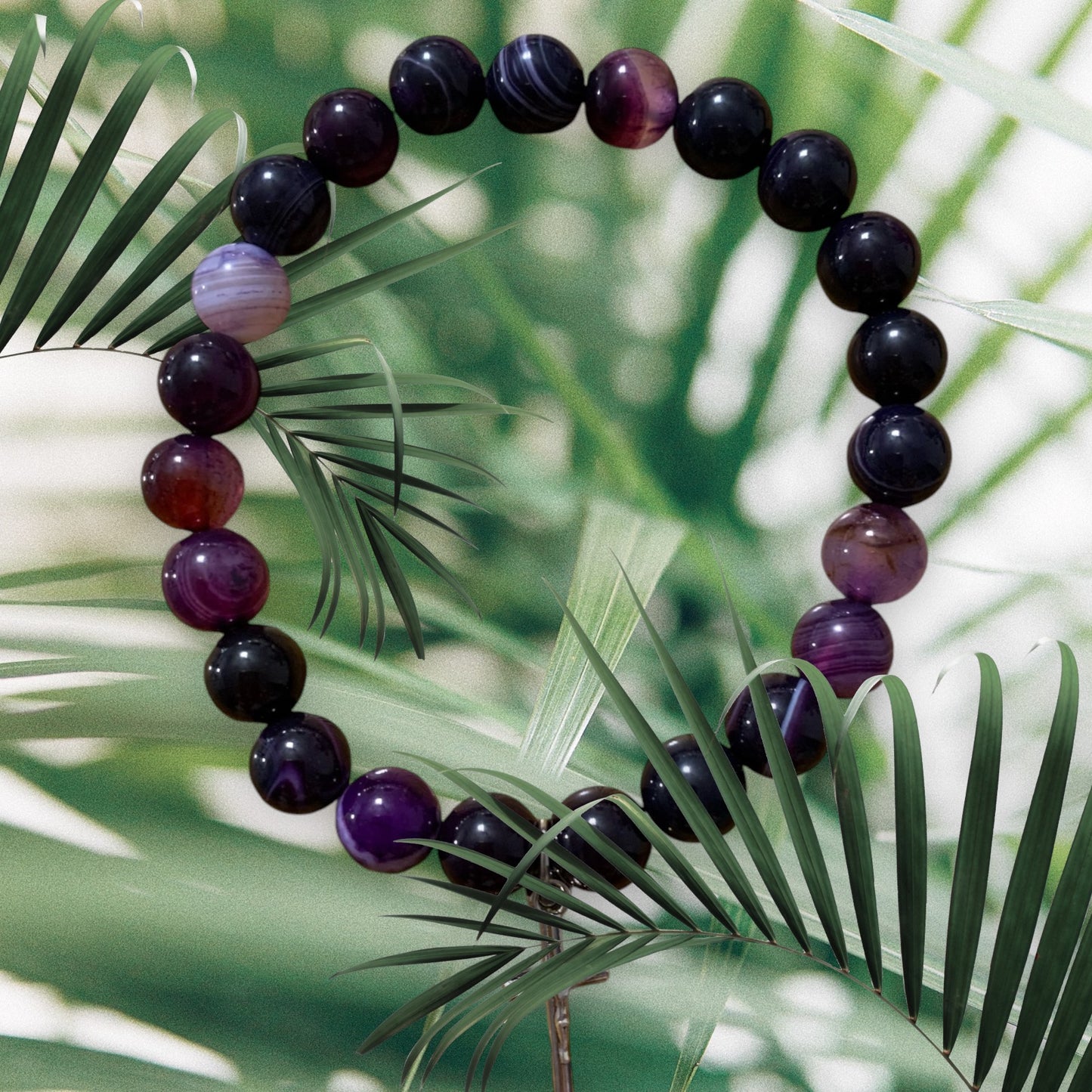 Handmade Amethyst with Cross Natural Stone Bracelet