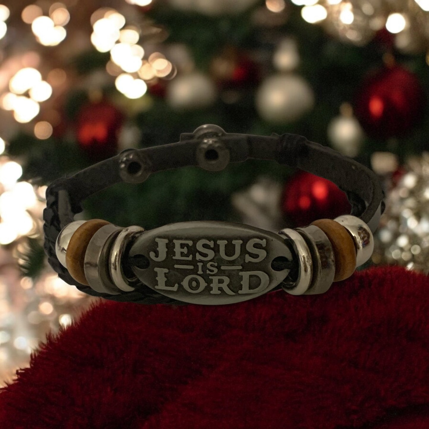 Jesus is Lord Bead Leather Bracelet