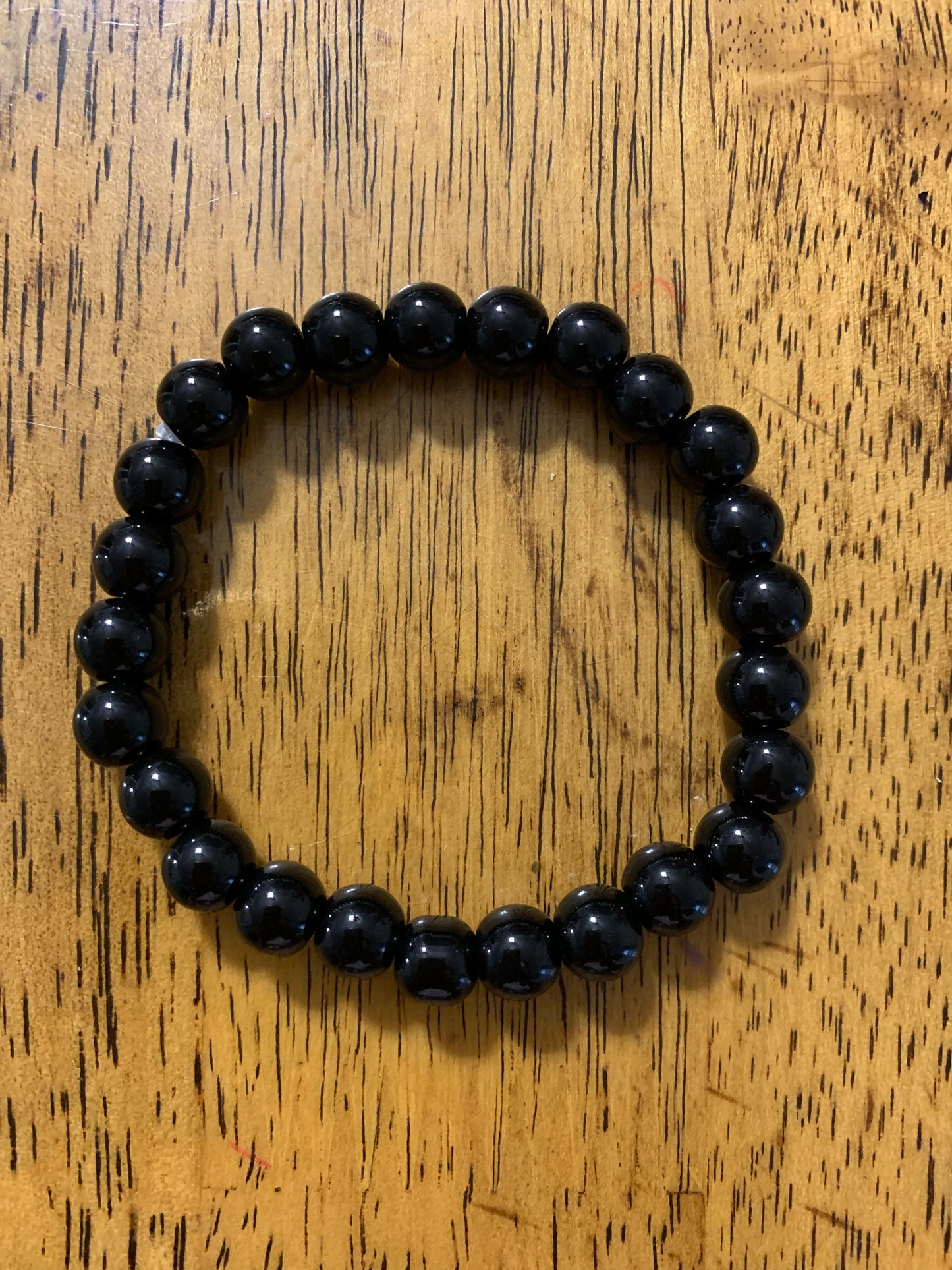 Handmade Black Natural Stone Stretch Bracelet