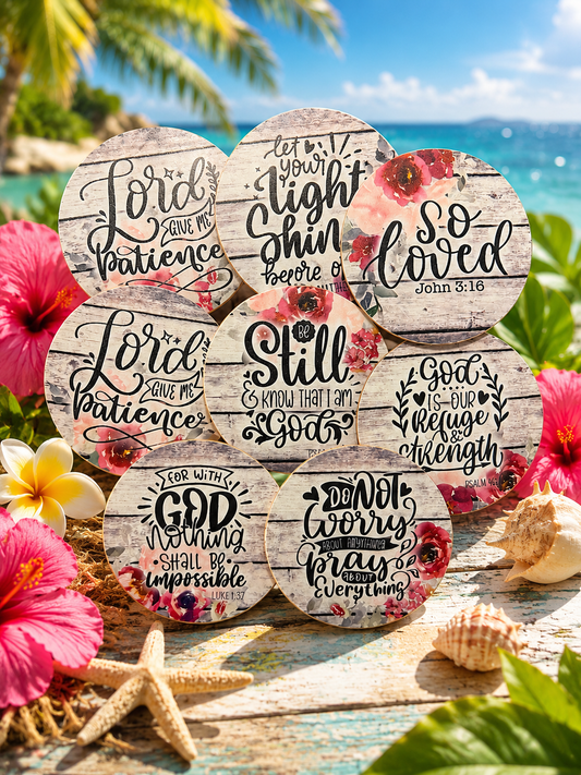 Coasters Bible Verses Rose Background