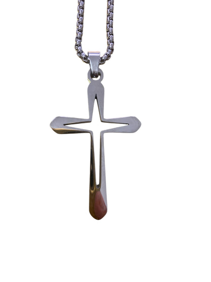 Stainless Steel Cross with Extra Long Chain 26 inches