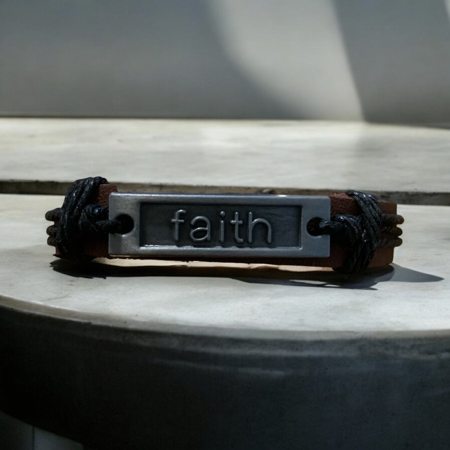 Faith Leather Black and Brown Adjustable Bracelet