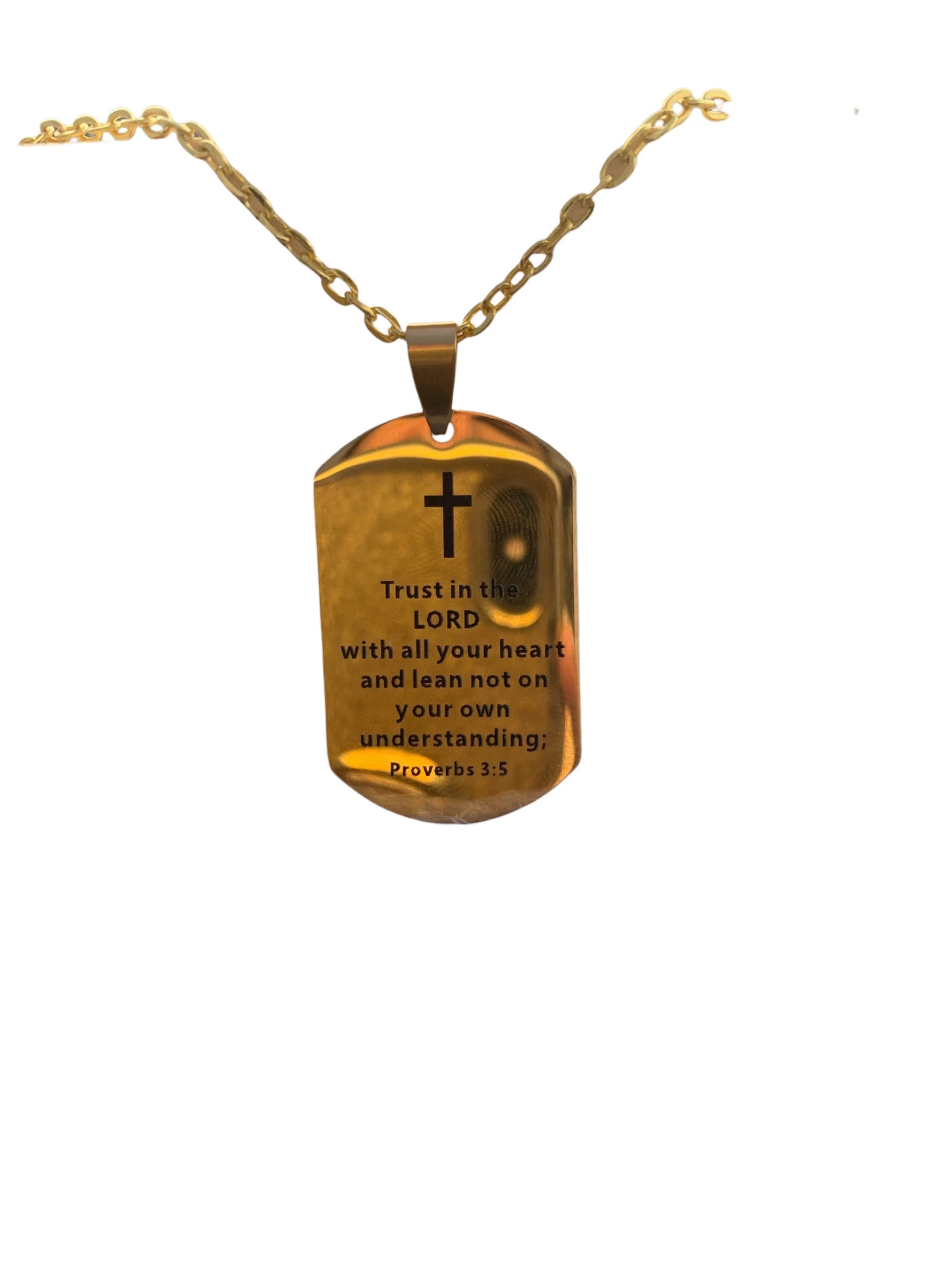 Trust in the Lord with All of Your Heart Necklace Proverbs 3:5 fGold Plated Stainless Steel)