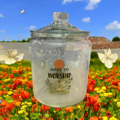 Glass Jar with Faith Message Half Gallon