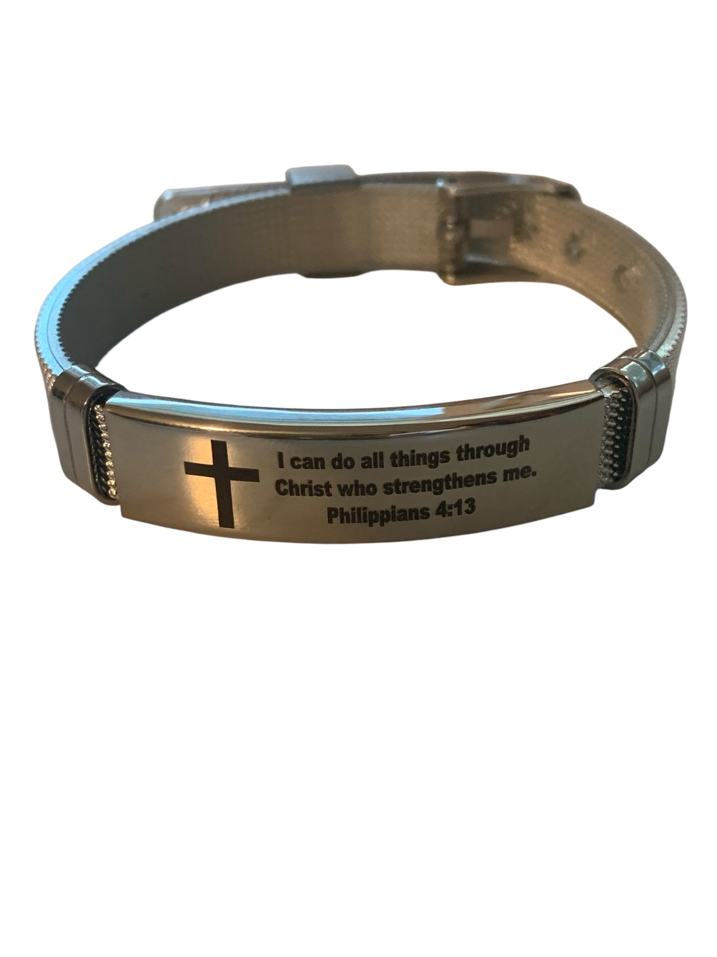 I Can Do All Things Through Christ Who Strengthens Me Stainless Steel Weaved Bracelet Philippians 4:13