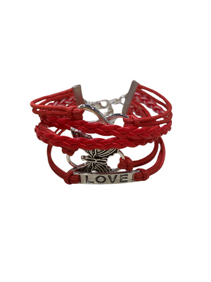 Butterfly Love Infinity Faux Leather Bracelet