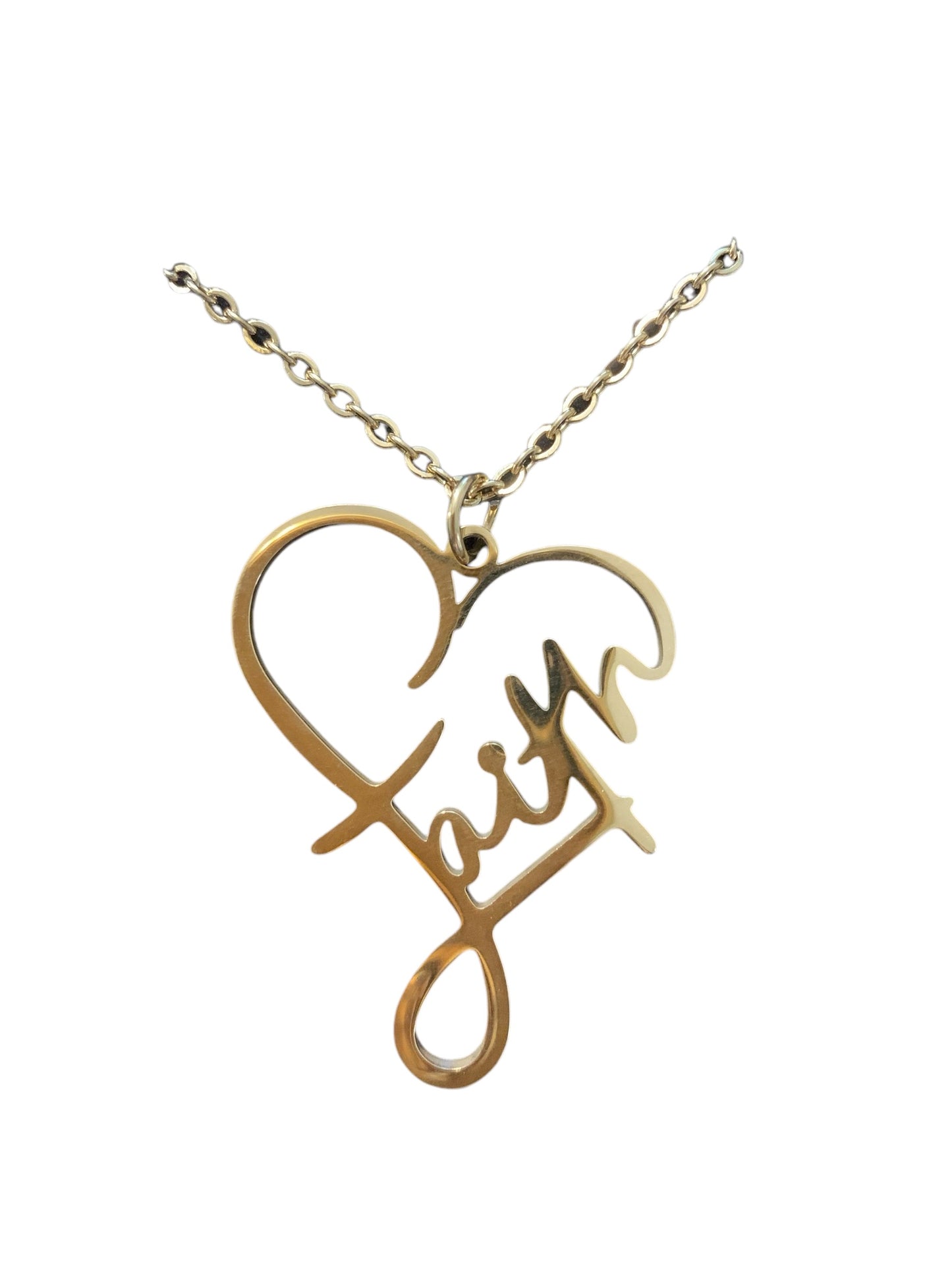 Faith Heart Gold Plated Stainless Steel Necklace