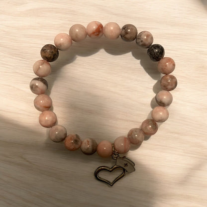 Natural Stone Agate Stretch Bracelet with Nurse Charm