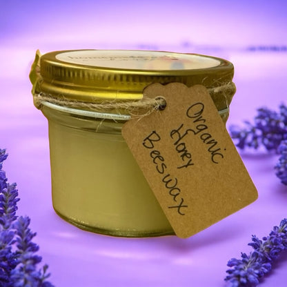 Organic Honey Beeswax Lavender Handmade Natural Candle