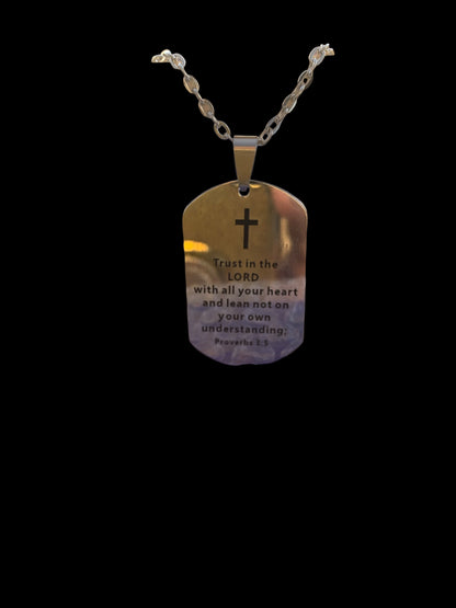 Trust in the Lord with All of Your Heart Necklace Proverbs 3:5  Stainless Steel