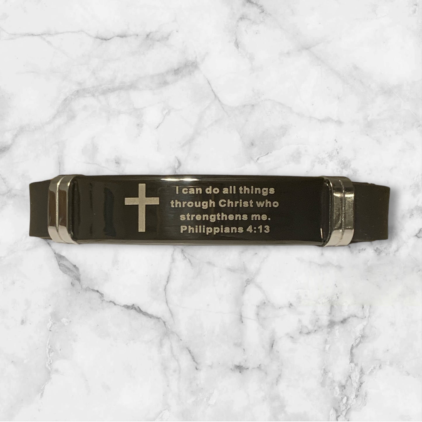 I Can Do All Things Through Christ (Black) Stainless Steel Bracelet