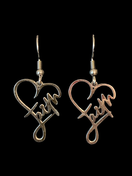 Faith Heart Stainless Steel Earrings