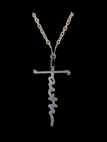 Faith Cross (Silver Stainless Steel) Necklace